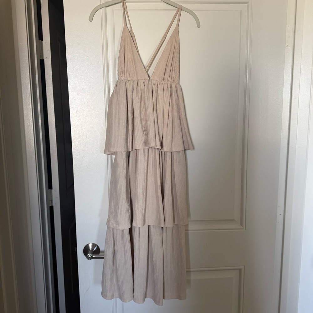 H&M Cream Tiered Maxi Dress